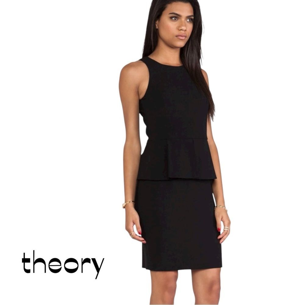 Theory Black Peplum Sleeveless Dress NWOT Size 6